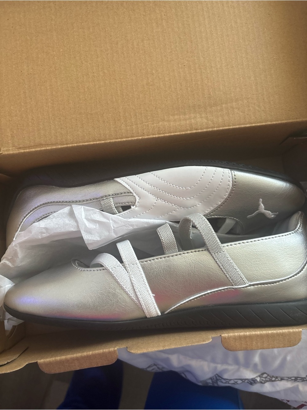 Puma Silver Women’s Slip-On Sneakers with Elastic Straps